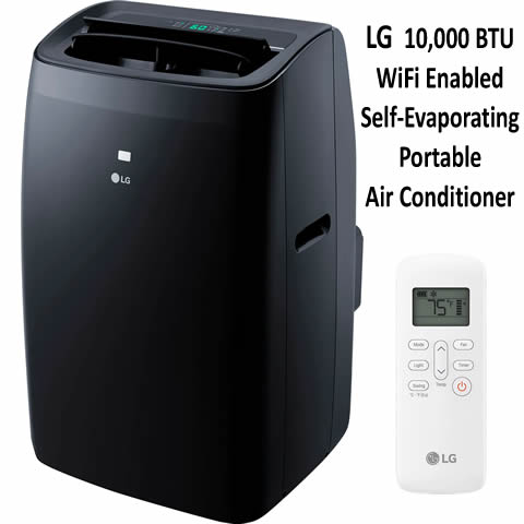 lg 10,000 btu wifi self evaporating portable air conditioner